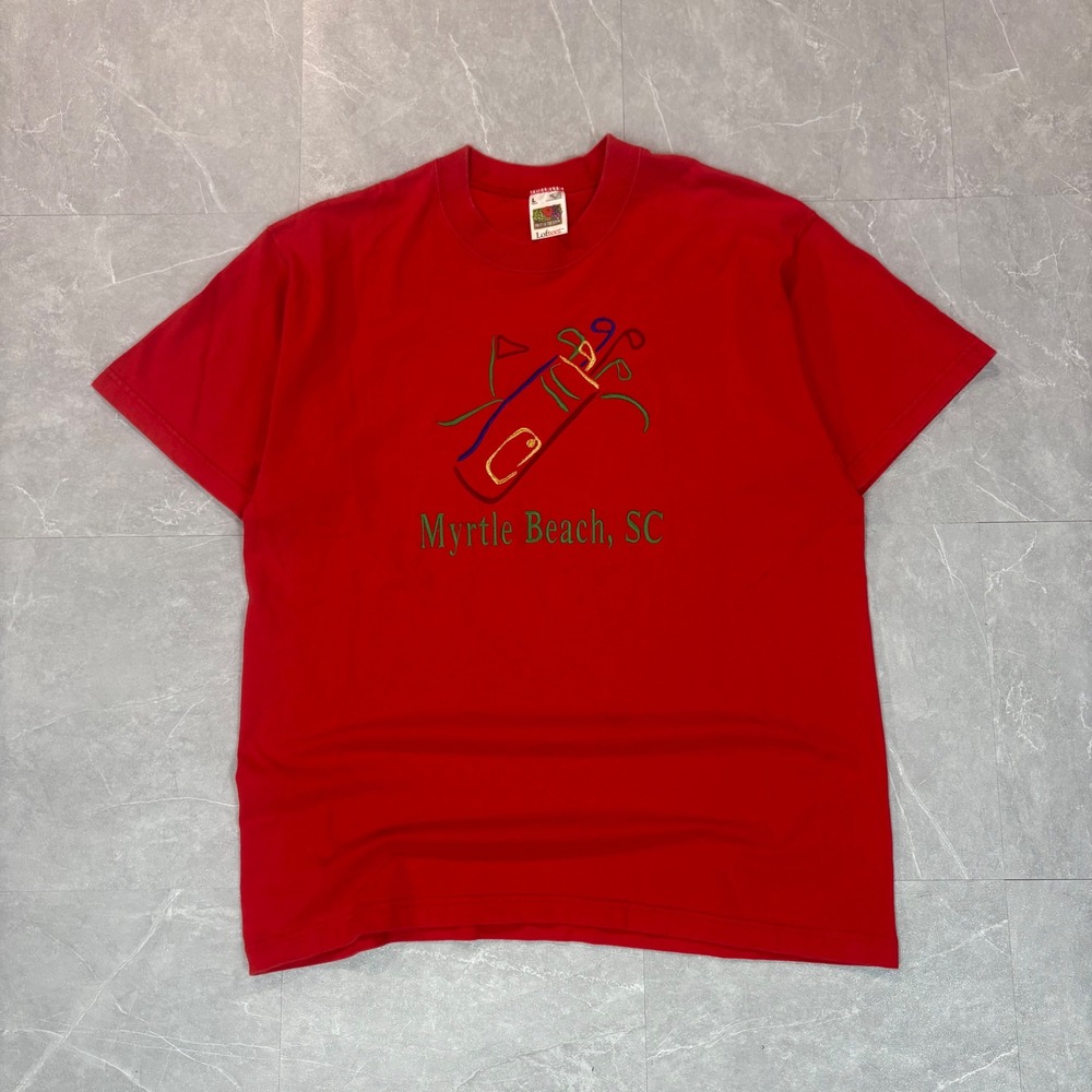 Vintage Fruit of the Loom Myrtle Beach Golf T-Shirt‎ Red Made in USA Large